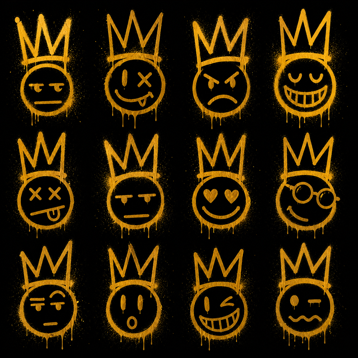 Gold crown smiley faces